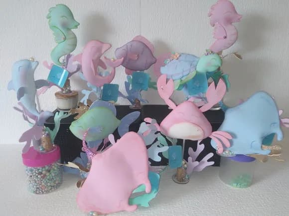 Kit com 12 - Bichinhos Fundo do Mar