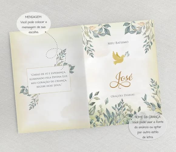 Lembrancinha Batizado Folhagem Livro De Orações
