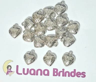 Pingente Coração Abs Prata 1,8cm Pacotes com 30 Unidades