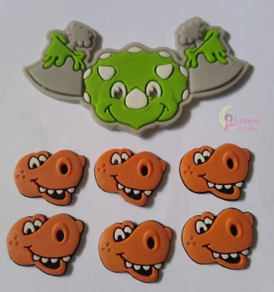 Apliques Dinossauros de borracha - pct c/8 unidades