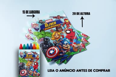 Revista de Colorir com Giz de cera Personalizada dos Super Heróis