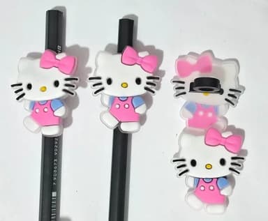 Lápis com Ponteira Hello Kitty e Melody Emborrachado 6 Peças