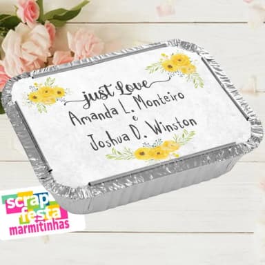 Marmitinha Personalizada Festa de Casamento Flores Amarelas