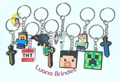 Chaveiro Minecraft Emborrachado 2,6cm Pacote com 10 Unidades