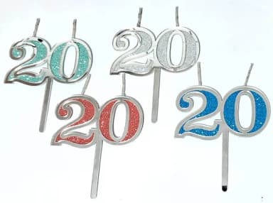 Velas 20 Anos Prata Acrílico Pavio Magico - 1 Peça