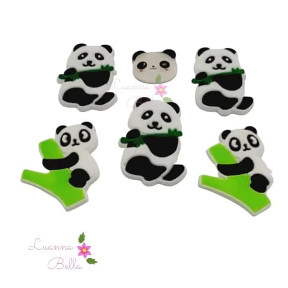 Apliques Emborrachados Pandas- pacts c/6 unds