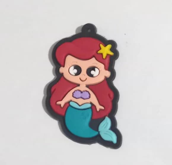 Pingente Princesa Ariel Emborrachado Pacote com 5 Unidades