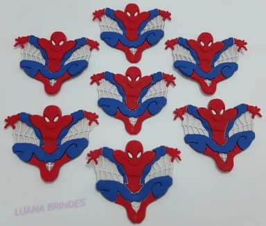 Aplique Homem Aranha C/ Teia De Borracha - Pct C/ 5 Unidades