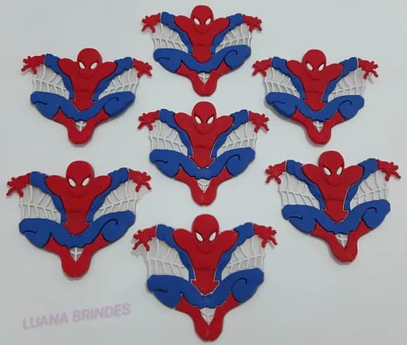 Aplique Homem Aranha C/ Teia De Borracha - Pct C/ 5 Unidades