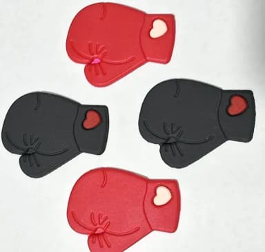Aplique Luva de Boxe Vermelho e Preto 6 Unidades