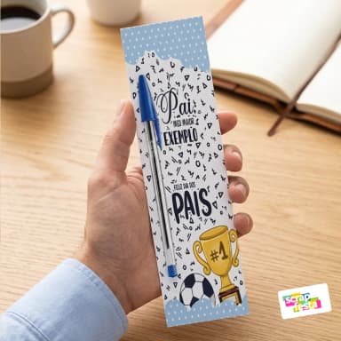 Marca Página Personalizado e Caneta Azul Dia dos Pais