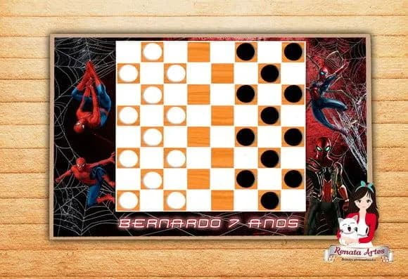 Jogo de Damas Personalizado Homem Aranha