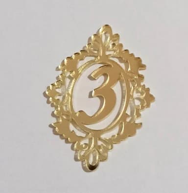 Aplique Moldura 3 Ano de Acrílico Espelhado Dourado - 5 Peça