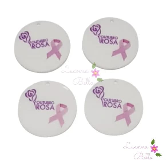 Medalha em U.V. Outubro Rosa - pcts c/4 unds
