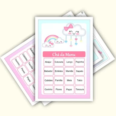 Bingo Chá de Bebê Menina Pdf Para Imprimir