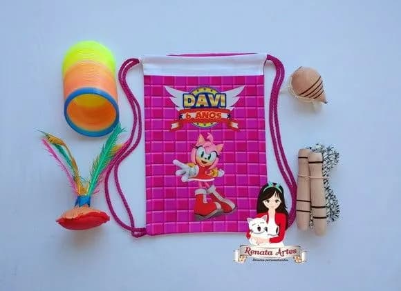 Mochila Boa Infância Tema Sonic Rosa