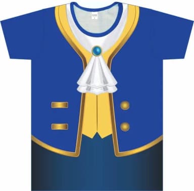 Camiseta Adulto Fantasia Príncipe do Baile Azul e Dourada com Gravata Jabot