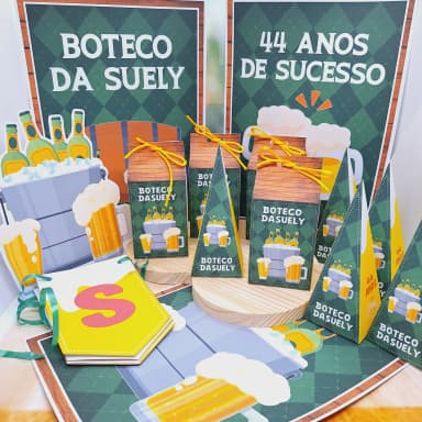 PEGUE E MONTE - Kit Só um Bolinho BOTECO - Decoração de Festa - Caixinhas Personalizadas