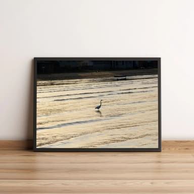 Quadro Pássaro em Praia no Pôr do Sol 426
