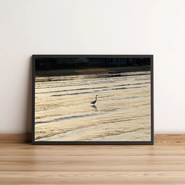 Quadro Pássaro em Praia no Pôr do Sol 426