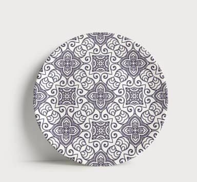 Prato Decorativo Mandala Rendada Monocromática 21cm Porcelan