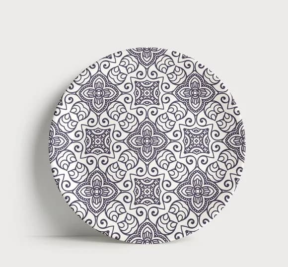 Prato Decorativo Mandala Rendada Monocromática 21cm Porcelan