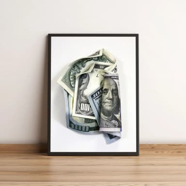 Quadro Nota de Dólar Amassada 358