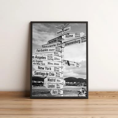 Quadro Viagem Destinos do Mundo em Preto e Branco 149