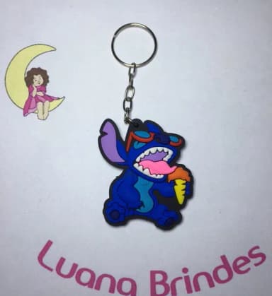 Chaveiro do Stitch c/ Sorvete Emborrachado Pct C/2 Unidades.