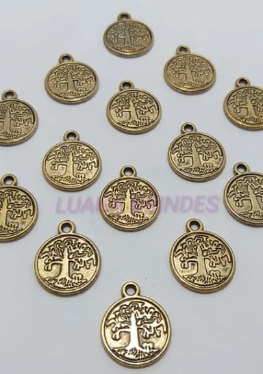 Mini Medalha da Árvore da Vida em Metal Dourado-pct c/12 un