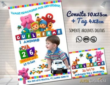 CONVITE DIGITAL C/TAG Pocoyo com Foto