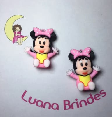 Pingente Minnie Baby Emborrachado 3d/5cm Pct C/2un