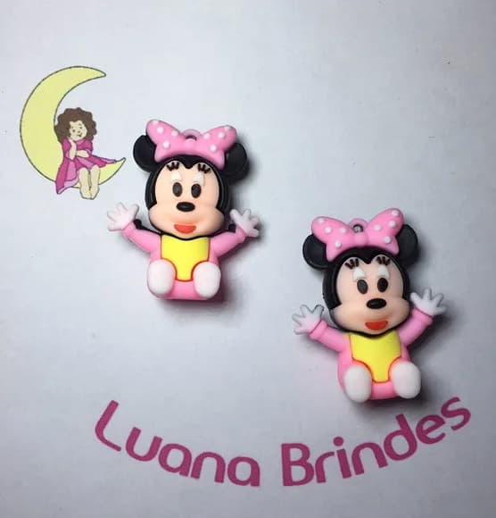 Pingente Minnie Baby Emborrachado 3d/5cm Pct C/2un