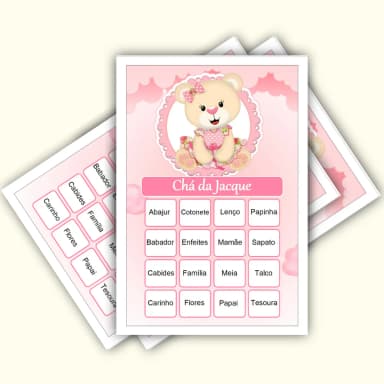 Bingo Chá de Bebê Menina Pdf Para Imprimir