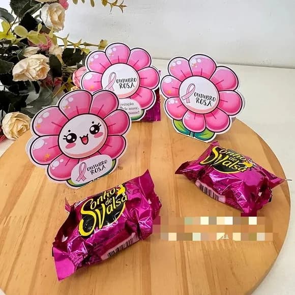 Embalagem para Bombom Outubro Rosa - Enviado Desmontado