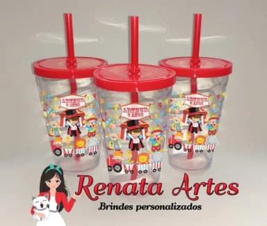 Copo com Canudo 500ml Circo