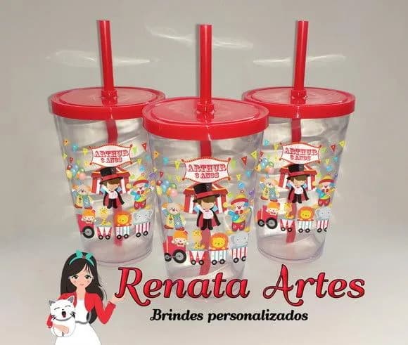 Copo com Canudo 500ml Circo