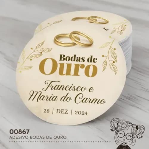 Adesivo Redondo Bodas de Ouro - 00867