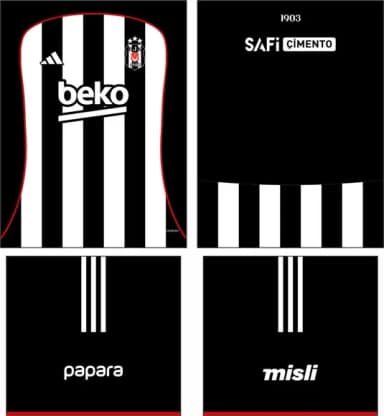 Arte Vetor Camisa Besiktas Visita 2025-2026