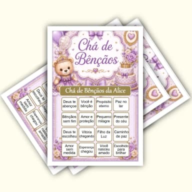 Bingo Chá de Bênçãos Menina PDF Para Imprimir
