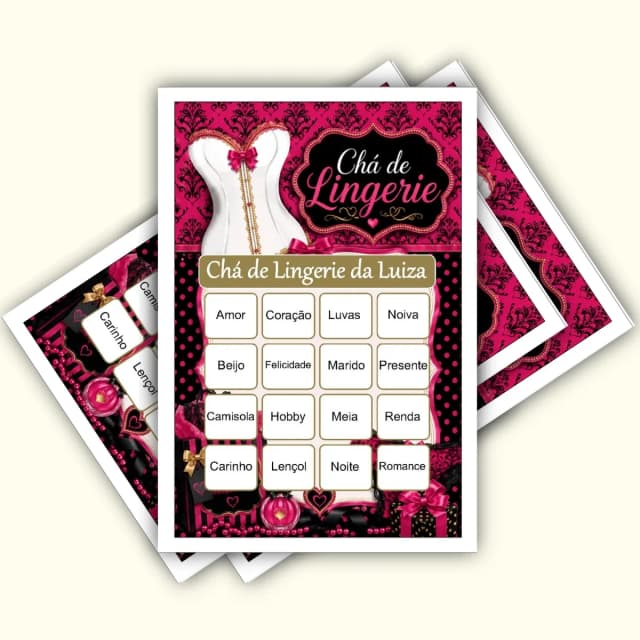 Bingo Chá de Lingerie PDF Para Imprimir