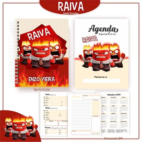 Caderno + Etiquetas + Tag Personalizada + Lápis