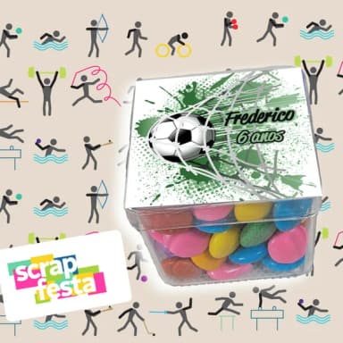 Caixinha Acrílico Personalizada com Confete Festa Futebol