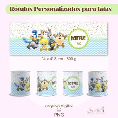 Rótulos para Lata Looney Tunes Baby ( Arquivo Digital)