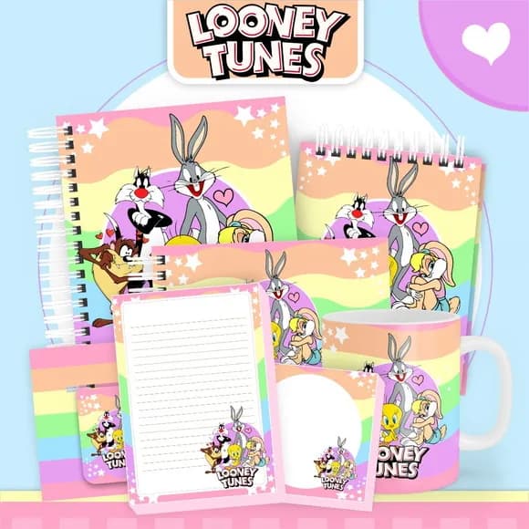 Kit Caderno, Bloquinho e Caneca Porcelana - Qualquer Tema