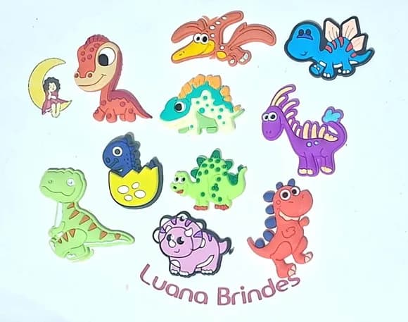 Aplique Dinossauro Emborrachado Pacote com 10 Unidades