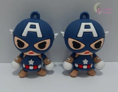 Pingente Capitão América de Borracha - 4,8cm - pct c/2 unid