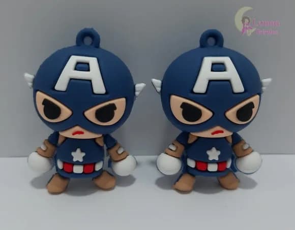 Pingente Capitão América de Borracha - 4,8cm - pct c/2 unid