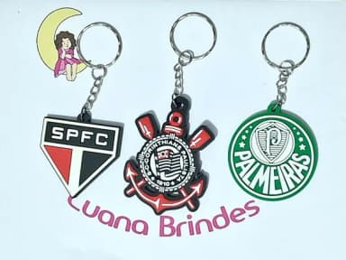 Chaveiro Times Emborrachado Pacote com 3 Unidades