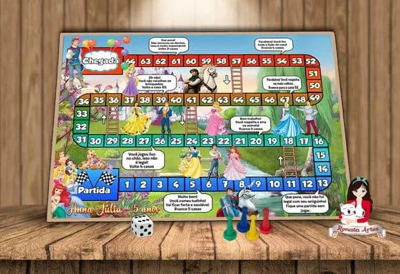 Tabuleiro Educativo Tema Princesas